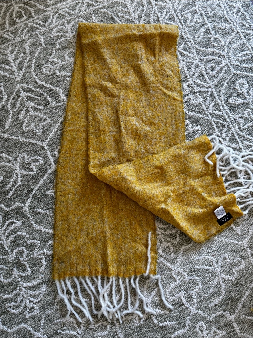 A.P.C. Mustard Yellow Fringed Throw Scarf